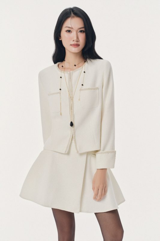 ÁO KHOÁC MẶT TÉC PHỐI VIỀN